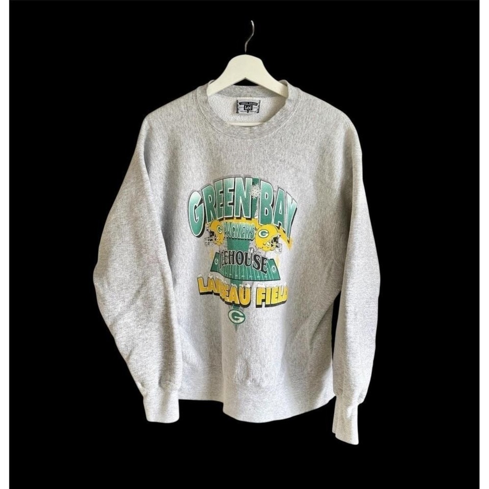 Vintage Green Bay Packers Sweatshirt Mens XL Grey Cotton‎ Reverse Weave Lee USA